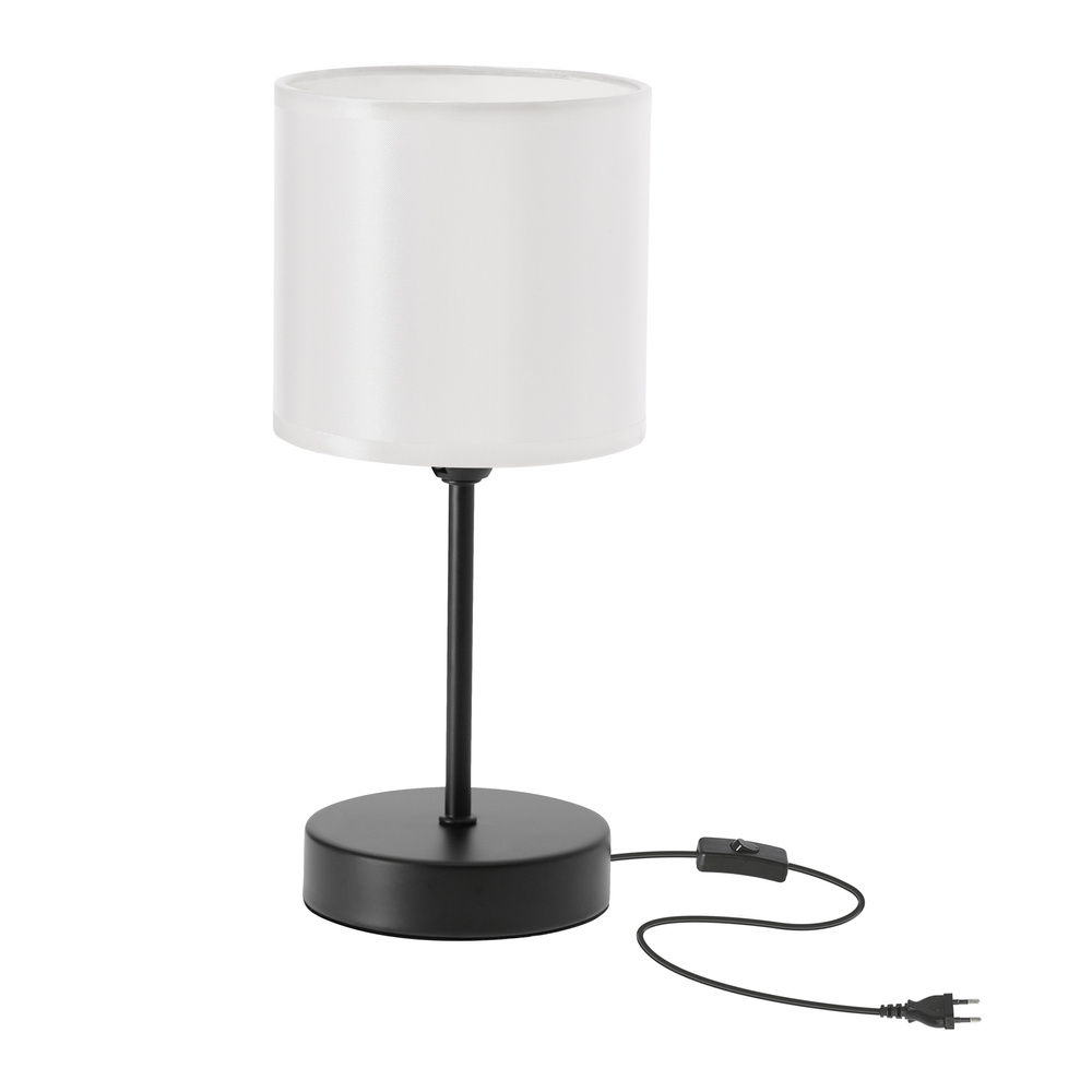 Lampka nocna Beta z abażurem białym na stolik nocny do sypialni E14