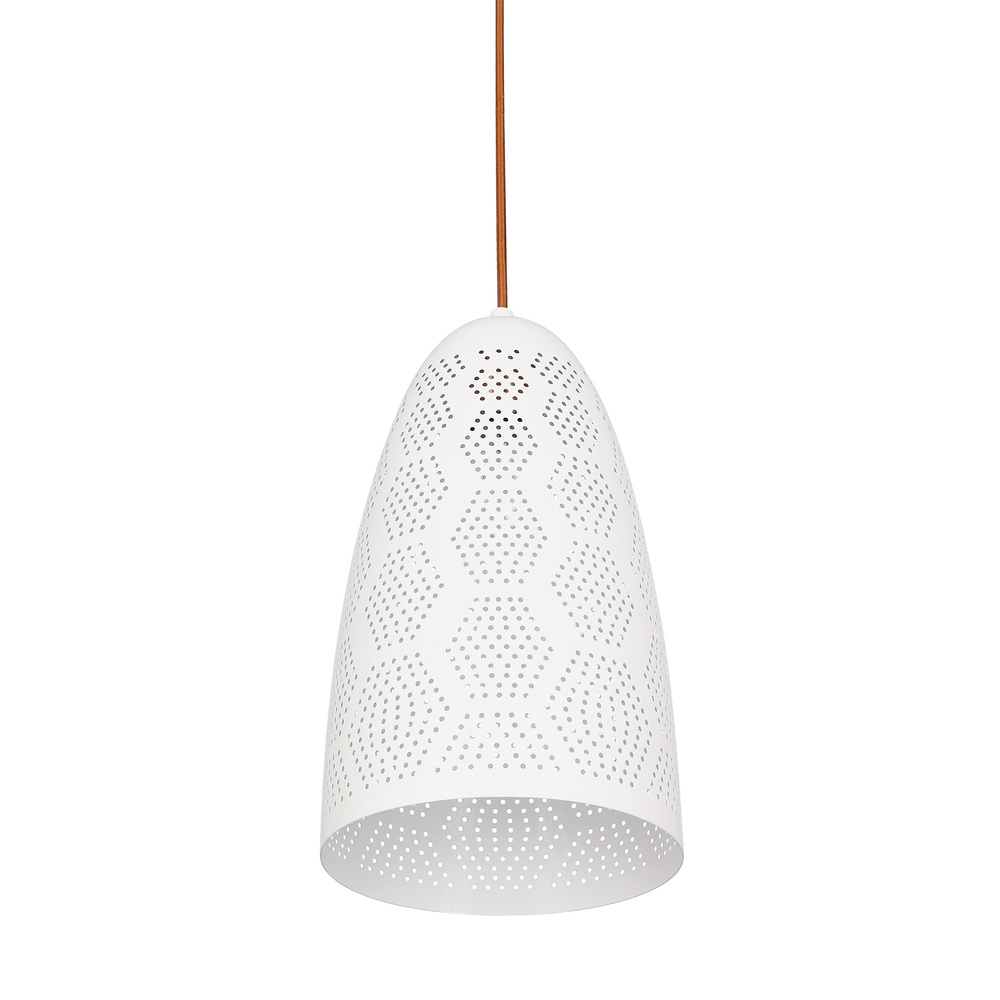 Lampa wisząca Bene biała ażurowa pojedyncza do kuchni i jadalni E27