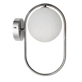 Kinkiet ścienny CORDEL elegancki - srebrny chromowy ring z mlecznym kulistym kloszem - nowoczesna lampa ścienna 1x G9 LED