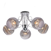 Lampa wisząca Mirox 5-punktowa szklana z grafitowym kloszem srebrna