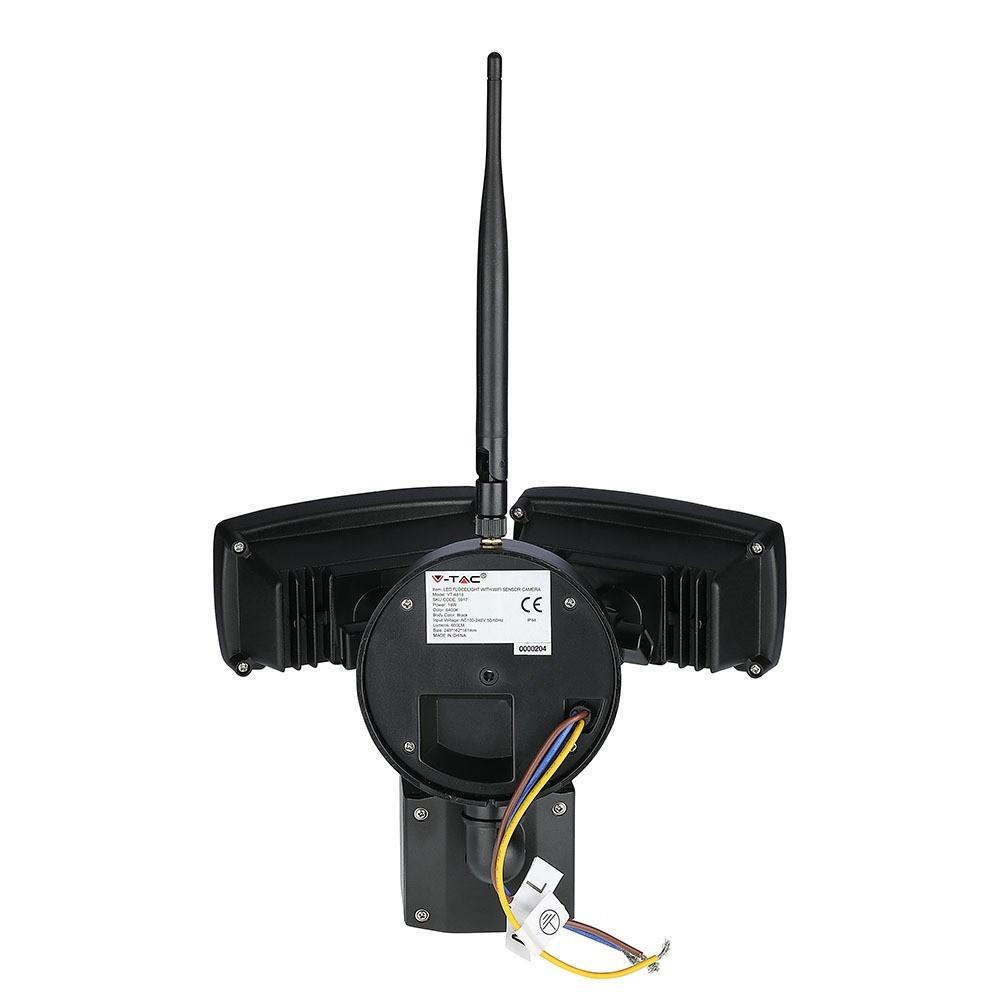 18W Naświetlacz LED SMD z czujnikiem ruchu i kamerą / Wifi / Barwa:6000K / Obudowa: Czarna