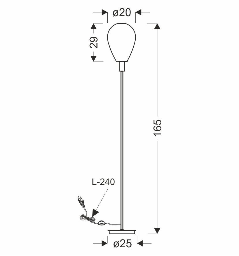 Lampa podłogowa Denso czarna z dymionym szklanym kloszem nowoczesna 1x5W G9