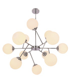 Lampa wisząca Belweder kula do salonu 12-punktowa chromowa z białymi kloszami E14