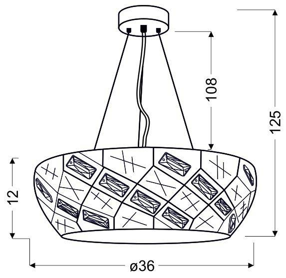 Lampa wisząca Glance biała metalowa z kryształkami 4-punktowa do salonu
