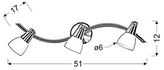 Lampa sufitowa SELIA listwa ze szklanymi kloszami regulowana 3-punktowa