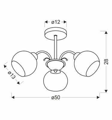 Lampa sufitowa Nestor ze szklanymi kloszami 3-punktowa do salonu