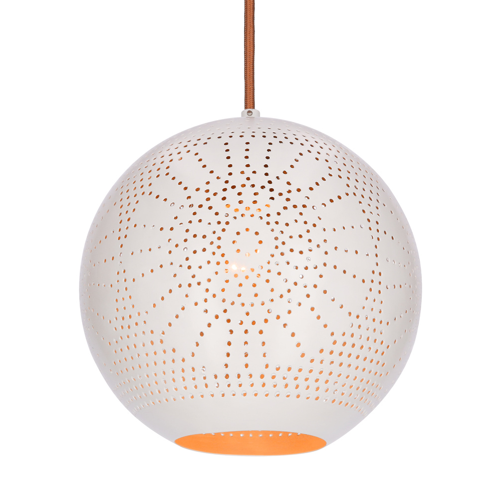 Lampa wisząca Bene kula ażurowa metalowa biała do salonu 1xE27