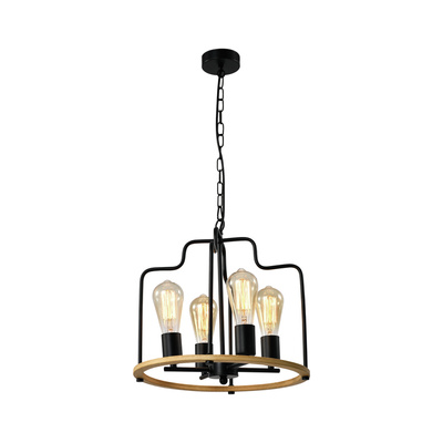 Lampa wisząca Datus do salonu loftowa czarna 4-płomienna E27 metalowa