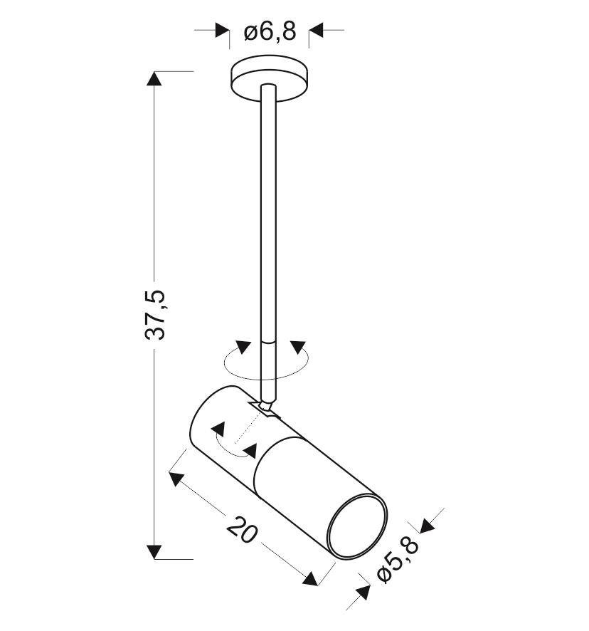 Lampa wisząca tuba regulowana biało-czarna 1xGU10 Candellux
