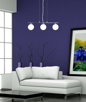 Lampa wisząca Raisa kula potrójna szklana do jadalni nad stół chrom biały