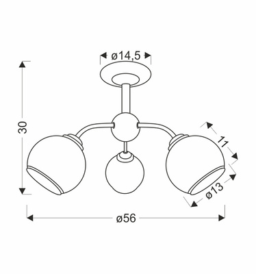 Lampa sufitowa Marinen ze szklanymi kloszami 3-punktowa do salonu