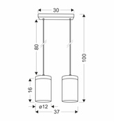 Lampa wisząca Wels podwójna szklane klosze dymione czarno‑drewniana do jadalni