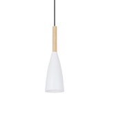Lampa wisząca Trosa Ledea biała z drewnem pojedyncza do kuchni E27