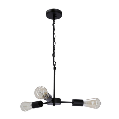 Lampa wisząca Sparta potrójna metalowa czarno-srebrna do salonu 3xE27