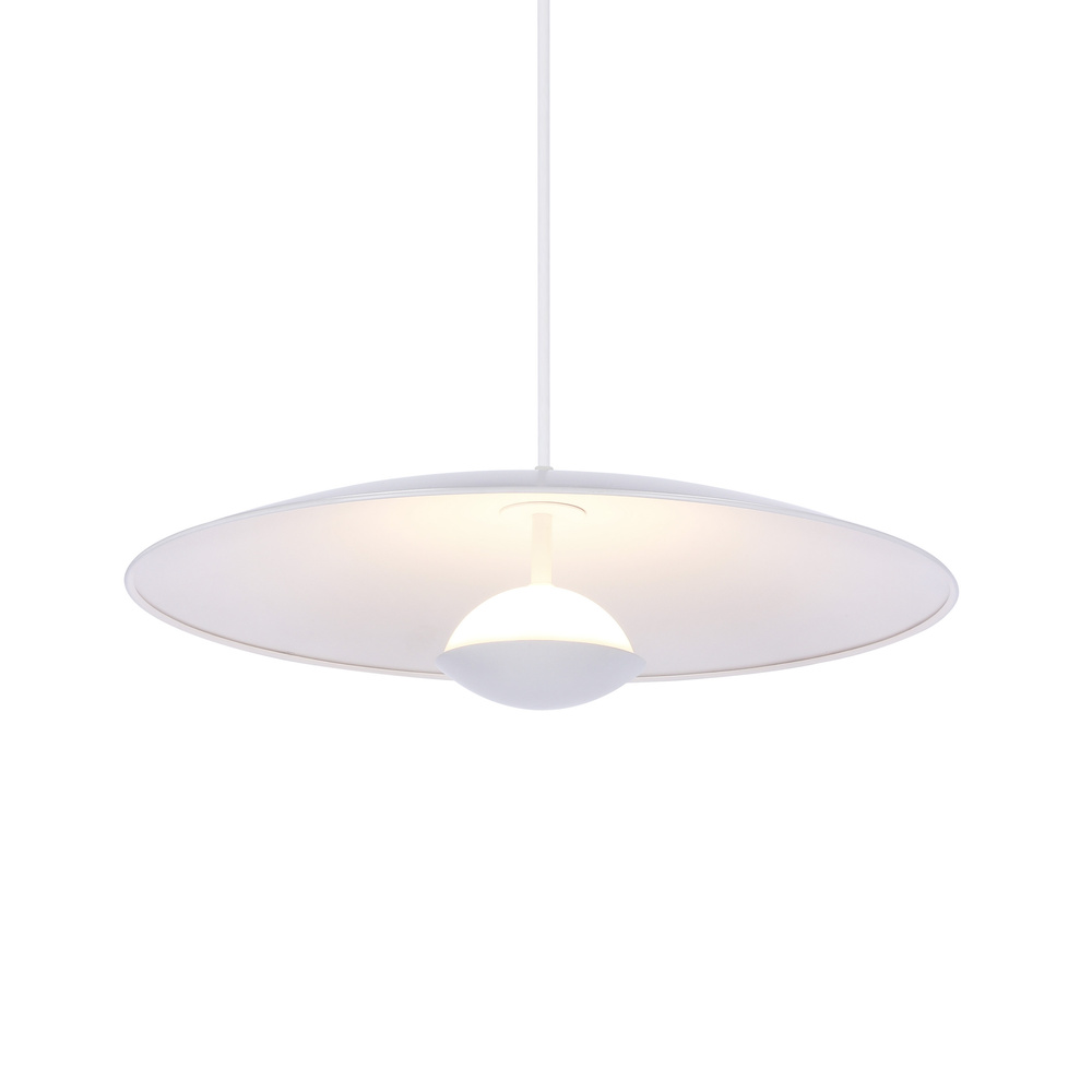 Lampa wisząca LUND 48 cm minimalistyczna – biały klosz talerz - skandynawska lampa do jadalni i salonu LED