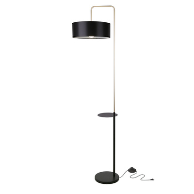 Lampa podłogowa Impact z abażurem z półką 1-punktowa do salonu