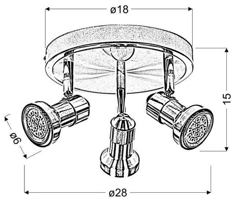 Lampa sufitowa Arkon reflektor regulowana 3-punktowa do salonu