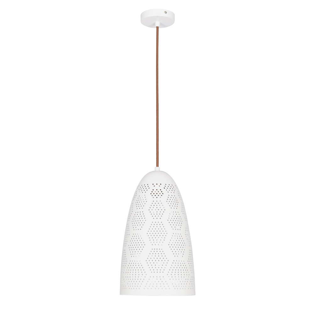 Lampa wisząca Bene biała ażurowa pojedyncza do kuchni i jadalni E27
