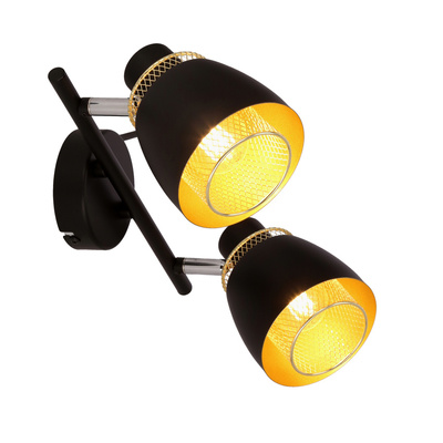 Aleksandria lampa sufitowa listwa 2x40w klosz czarny+złoty