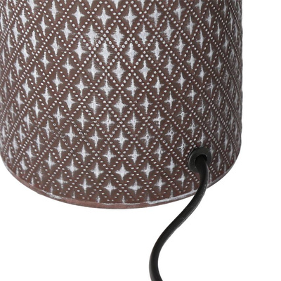 Lampka nocna Iner brązowa ceramiczna z abażurem klasyczna E14