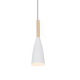 Lampa wisząca Trosa Ledea biała z drewnem pojedyncza do kuchni E27