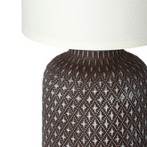 Lampka nocna Iner brązowa ceramiczna z abażurem klasyczna E14