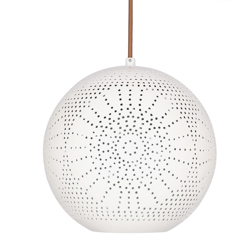 Lampa wisząca Bene kula ażurowa metalowa biała do salonu 1xE27