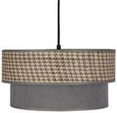 Lampa wisząca z abażurem Karrara czarna do salonu tkaninowy abażur beżowo-szary