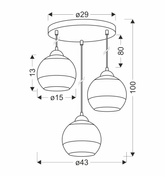 Lampa wisząca Contessa potrójna kula szklana czarna do salonu E27