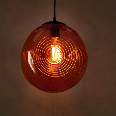 Lampa wisząca Club szklana kula pomarańczowa 1-płomienna do jadalni E27