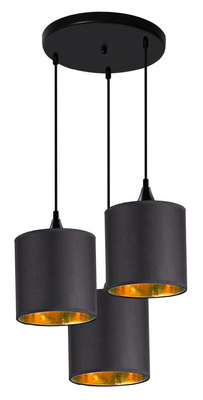Lampa wisząca z abażurami Long nowoczesna potrójna czarna do salonu