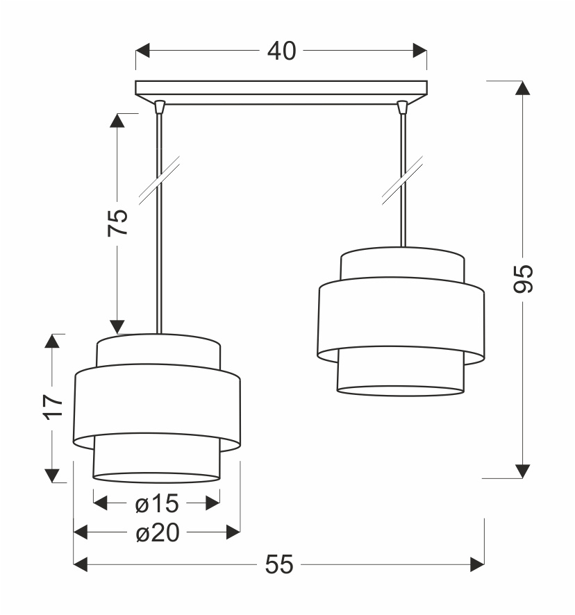 Lampa wisząca z abażurami Cork biała podwójna do jadalni nad stół