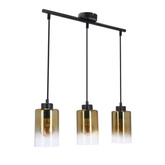 Lampa wisząca Aspra potrójna szklana czarna z kloszem bursztynowym do jadalni