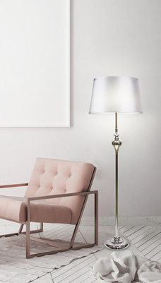 Lampa podłogowa Prima z abażurem do salonu 1-punktowa E27