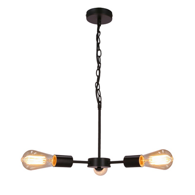 Lampa wisząca Sparta potrójna metalowa czarno-srebrna do salonu 3xE27