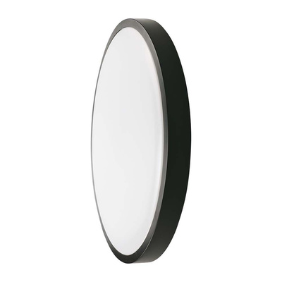 18W Plafon LED z mikrofalowym czujnikiem ruchu / Średnica: 225mm / Barwa:4000K / Klosz: Okrągły mleczny czarna ramka / IP44