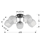 Lampa sufitowa Zachera ze szklanymi kloszami 5-punktowa do salonu