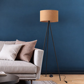 VANTI lampa podłogowa czarny 1x40W E27 abażur brzoskwiniowy