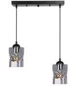 Lampa wisząca Felis podwójna szklane dymione klosze czarna listwa E27 do jadalni