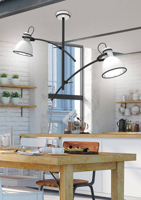 Lampa sufitowa Zumba nowoczesna metalowa regulowana 2-punktowa biało-czarna