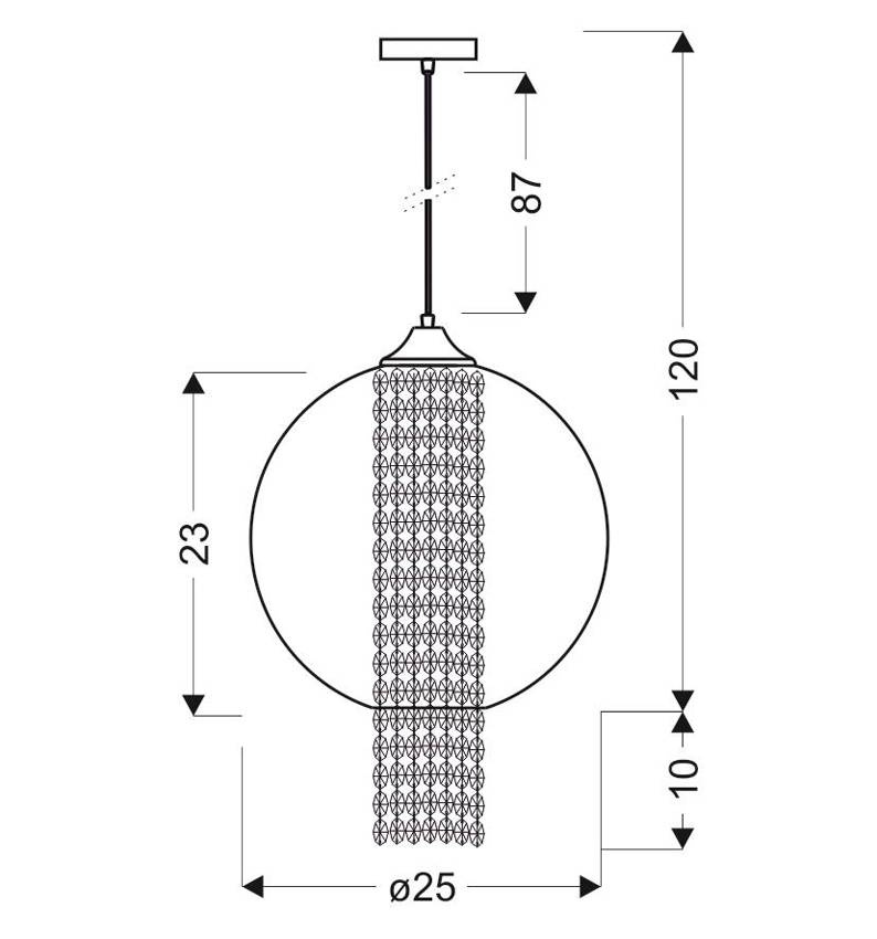 Lampa wisząca Allani szklana kula czerwona z kryształkami do salonu E27
