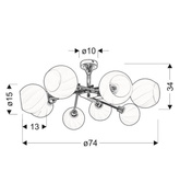 Lampa sufitowa Raul ze szklanymi kloszami regulowana 8-punktowa do salonu