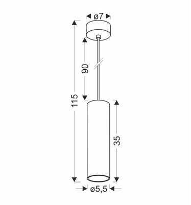 Lampa wisząca tuba Conti czarna drewniana GU10 pojedyncza