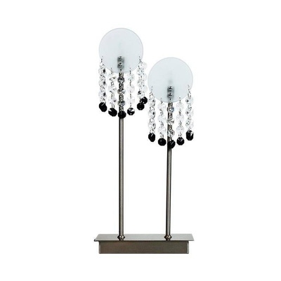 Lampka nocna Luxor podwójna szklano‑metalowa srebrna nowoczesna
