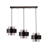 Lampa wisząca Spiega potrójna z kloszem szklanym dymionym czarna do salonu E27