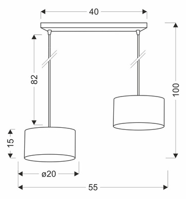 Lampa wisząca z abażurami Pandy czarna podwójna do salonu