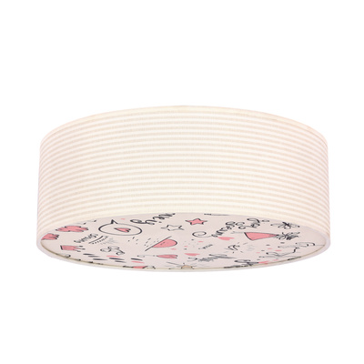KIDDY lampa sufitowa 38 cm biały 2x40W E27 abażur paski beżowe
