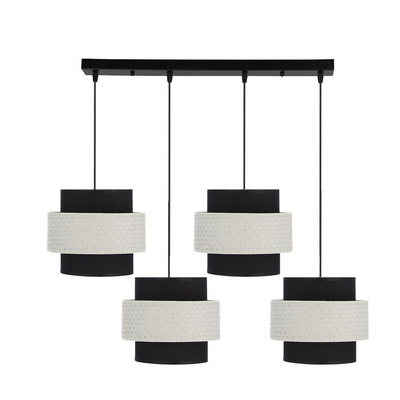 Lampa wisząca z abażurami Benta czarna potrójna do salonu i jadalni
