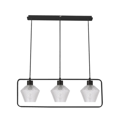 Lampa wisząca Niko potrójna szklane klosze karbowane do jadalni E27