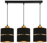 Lampa wisząca z abażurami Assam czarna złoty pasek potrójna nowoczesna